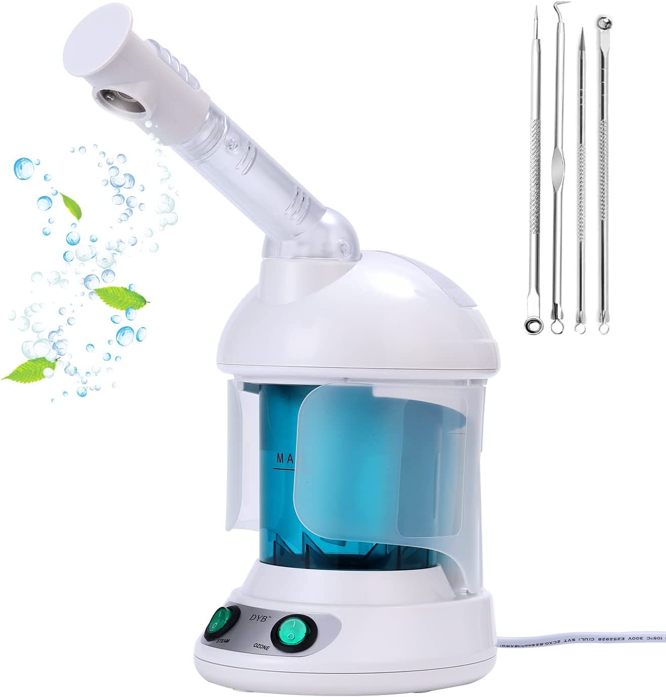 230816075933234_1 DYB Portable Facial Steamer, Nano Ionic Face Steamer with 360°Rotatable Sprayer,Mini Facial Steamer for Salon and Spa,1 Piece Headband and 4 Pieces Steel Skin Kits. - Image 1